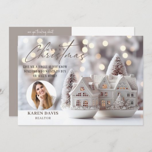 ニュートラルエレガントメリークリスマス不動産仲介業者 シーズンカード (正面/裏面)