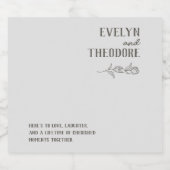 ニュートラルエレガントラインアートフラワー結婚式招待状 スパークリングワインラベル (シングルラベル)