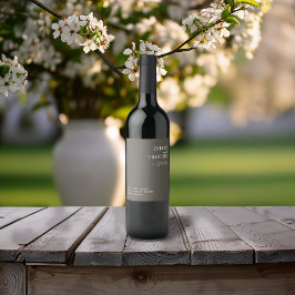 ニュートラルエレガントラインアートフラワー結婚式招待状 ワインラベル