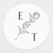 ニュートラルエレガントラインアートフラワー結婚式用シール ラベル (デザイン1)