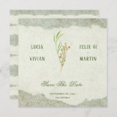 ニュートラルエレガントヴィンテージグ素朴リーン保存日付 招待状 (正面/裏面)