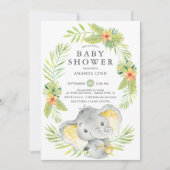 ニュートラルエレファントベビーシャワー招待状 招待状 (正面)