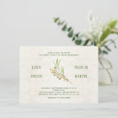 ニュートラルオークレームグリーン素朴婚約パーティ 招待状 (スタンド正面)