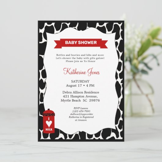 ニュートラルカウテーマのベビーシャワー招待状 招待状 (スタンド正面)