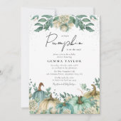 ニュートラルカボチャ水カラーフローラベビーシャワー 招待状 (正面)