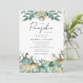 ニュートラルカボチャ水カラーフローラベビーシャワー 招待状 (スタンド正面)