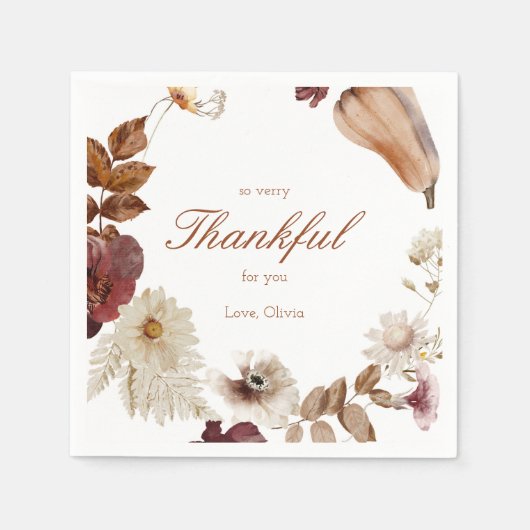 ニュートラルカボチャ水カラー秋ベビーシャワーナプキン スタンダードカクテルナプキン (正面)