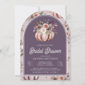 ニュートラルカボチャ淡い色のフローラパープルブライダルシャワー 招待状 (正面)