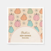 ニュートラルカラフルベージュカボチャ模様ベビーシャワー スタンダードカクテルナプキン (正面)