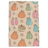 ニュートラルカラフルベージュパンプキンパターン ミディアムペーパーバッグ (正面)