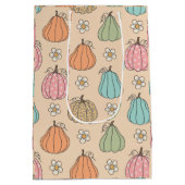ニュートラルカラフルベージュパンプキンパターン ミディアムペーパーバッグ (裏面)