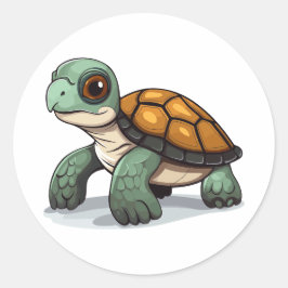 ニュートラルカラーのかわいいベビーウミガメ ラウンドシール