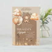 ニュートラルカラーのイスラム教赤ちゃんアキカ 招待状 (スタンド正面)