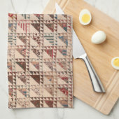ニュートラルカラーのピースキルト キッチンタオル (四つ折り)
