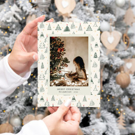 ニュートラルカラーズツリーズミニマリストフォトホリデーカード シーズンカード