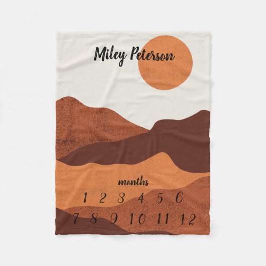 ニュートラルカラーズ月次マイルストーンベビーブランケット フリースブランケット (正面)