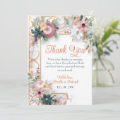ニュートラルカラーフローラ結婚の紙クイリング枠 サンキューカード (スタンド正面)
