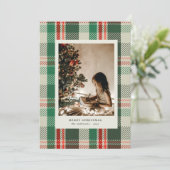 ニュートラルカラープレイドミニマリストフォトホリデーカード シーズンカード (スタンド正面)