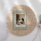 ニュートラルカラープレイドミニマリストフォトホリデーカード シーズンカード