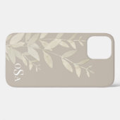 ニュートラルカラーモノグラム葉モダンの数 Case-Mate iPhoneケース (裏面 (横))