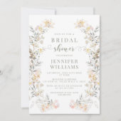 ニュートラルカラーワイルドフラワーリースブライダルシャワー 招待状 (正面)