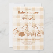 ニュートラルキャンピングベビーシャワー招待状