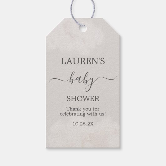 ニュートラルクラウズベビーシャワーガールギフトラベル ギフトタグ (正面)