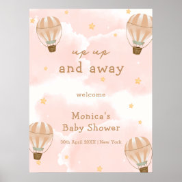 ニュートラルクラウドホットエアバルーン赤ちゃんシャワーへようこそ ポスター