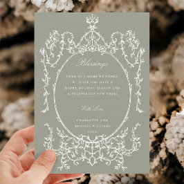 ニュートラルクラシックグリーンヴィンテージフレーム写真 シーズンカード