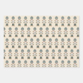 ニュートラルクリスマスくるみ割りモノグラム ラッピングペーパーシート (正面2)