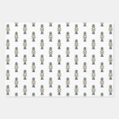 ニュートラルクリスマスくるみ割りモノグラム ラッピングペーパーシート (正面)