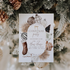 ニュートラルクリスマスパーティの招待状ボホブラウン 招待状