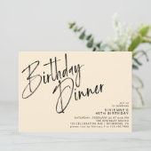 ニュートラルクリームアイボリーエレガントモダン誕生日ディナー 招待状 (スタンド正面)