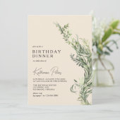 ニュートラルクリームアイボリーシックボタニカル誕生日ディナー 招待状 (スタンド正面)