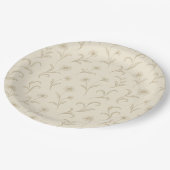ニュートラルクリームダイニティフラワーボタニカルプリント ペーパープレート (アングル)