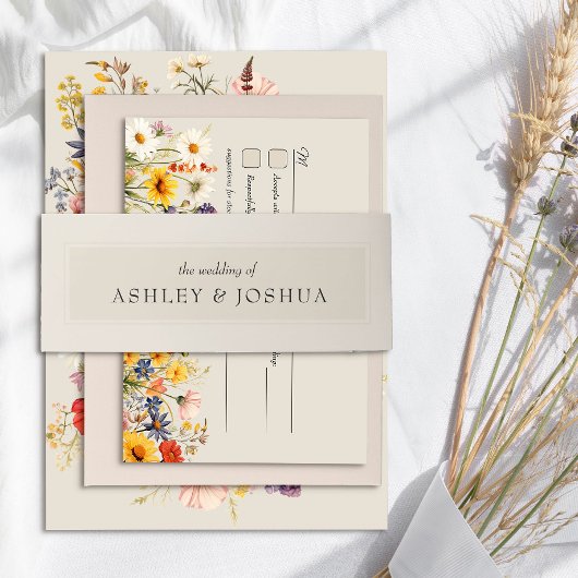 ニュートラルクリームベージュシンプルミニマル結婚ズ 招待状ベリーバンド