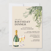 ニュートラルクリーム シックシャンパン 大人の誕生日ディナー 招待状 (正面)