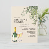 ニュートラルクリーム シックシャンパン 大人の誕生日ディナー 招待状 (スタンド正面)