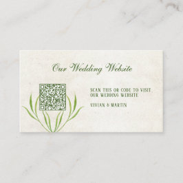 ニュートラルクリーム&ヴィンテージグリーン素朴RSVP QRコード エンクロージャーカード