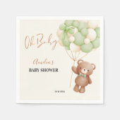 ニュートラルグリーンテディベアOhベビーバルーンベビー スタンダードカクテルナプキン (正面)