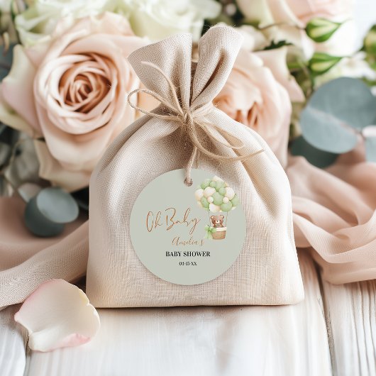 ニュートラルグリーンテディベアOhベビーバルーンベビー フェイバータグ