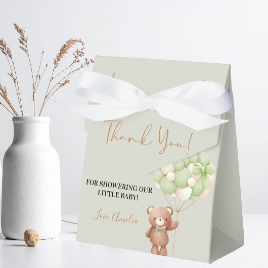 ニュートラルグリーンテディベアOhベビーバルーンベビー フェイバーボックス