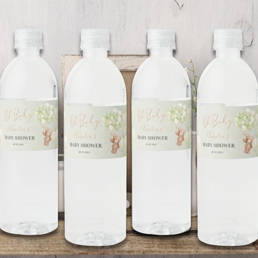 ニュートラルグリーンテディベアOhベビーバルーンベビー ペットボトルラベル