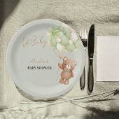 ニュートラルグリーンテディベアOhベビーバルーンベビー ペーパープレート