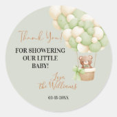 ニュートラルグリーンテディベアOhベビーバルーンベビー ラウンドシール (正面)