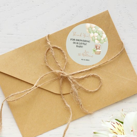 ニュートラルグリーンテディベアOhベビーバルーンベビー ラウンドシール