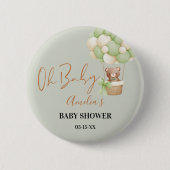 ニュートラルグリーンテディベアOhベビーバルーン 缶バッジ (正面)