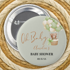 ニュートラルグリーンテディベアOhベビーバルーン 缶バッジ