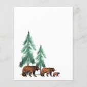 ニュートラルグリーンフォレストベアーベビーシャワー招待状 (裏面)