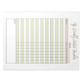 ニュートラルグリーンブラウン週間Clusics Trackerメモ帳 ノートパッド (正面)